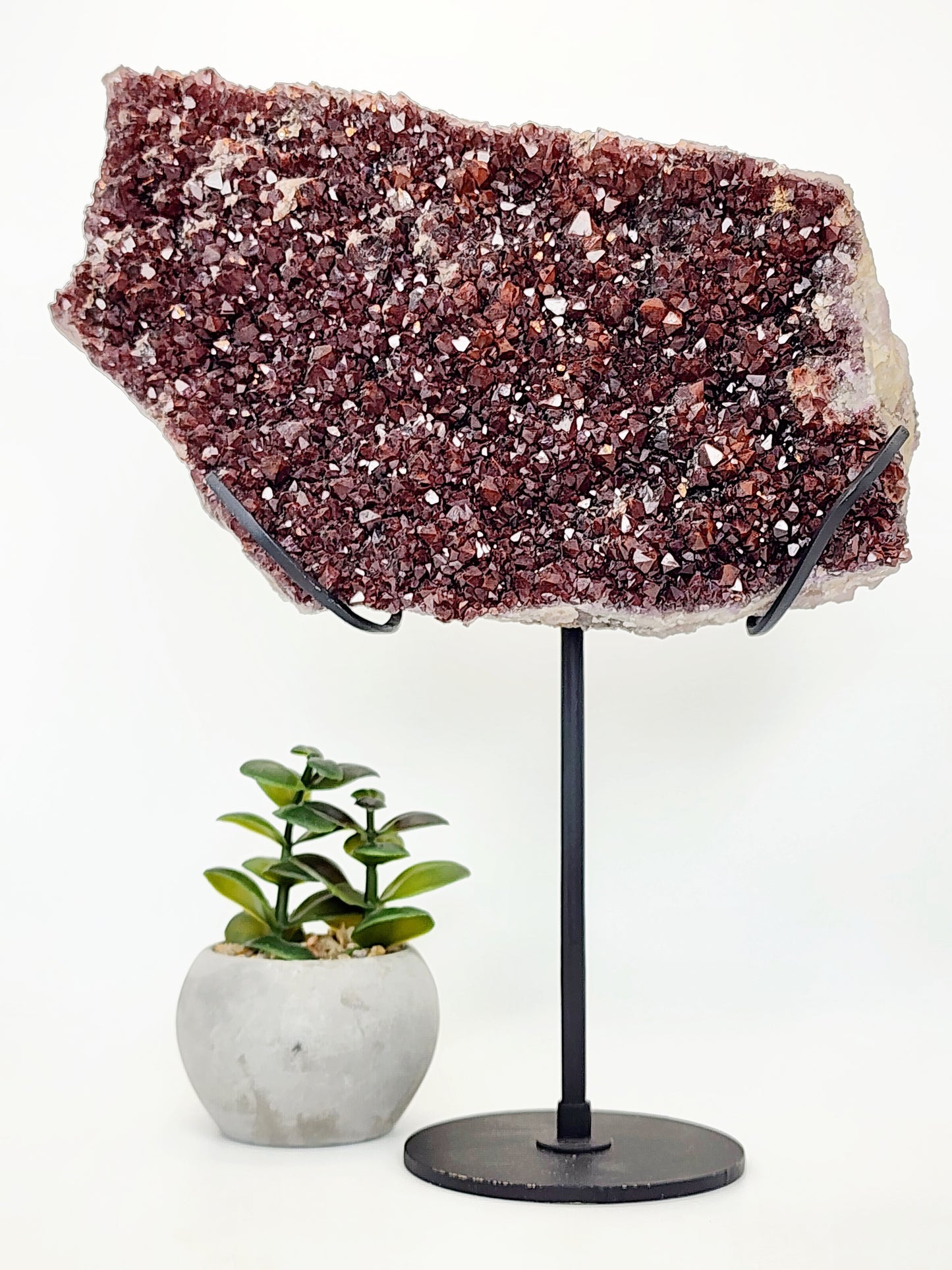 Red Hematite Amethyst on Custom Stand